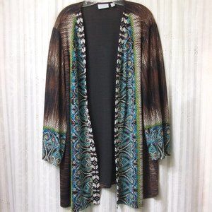 SUSAN GRAVER TURQUOISE & BROWN LONG JACKET